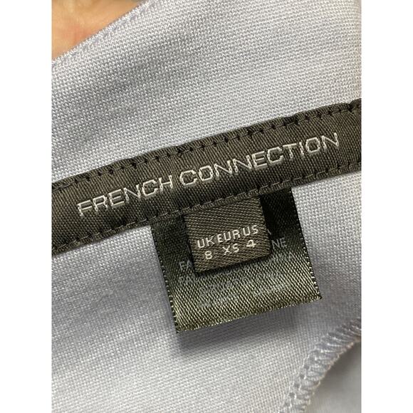 French Connection Blue Short Sleeve Asymmetric Neck Mini Pencil Sheath Dress XS - Picture 4 of 5